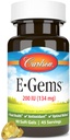 Carlson E-Gems 200 IU (134 mg), naturkilde vitamin E, optimal velvære, 90 myk geler
