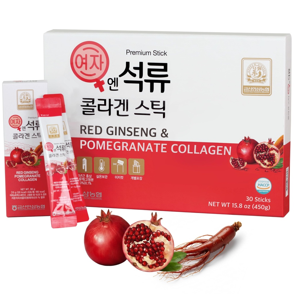 koreansk skjønnhet Baekje Geumsan kvinners Pomegranate kollagen Jelly Stick 5.1oz / 30 greve (5 pakke)