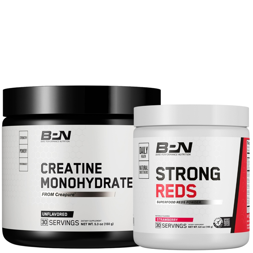 BARE PERFORMANCE NUTRITION BPN Kreatin Monohydrat & Sterk Røde Bundle