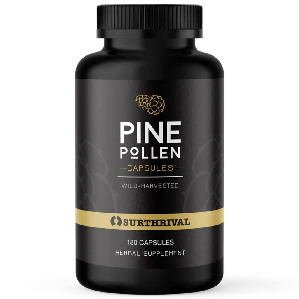 Surthrival: Pine Pollen pulverkapsler (180 count), Wild Harvested, Energi og utholdenhet Restoration