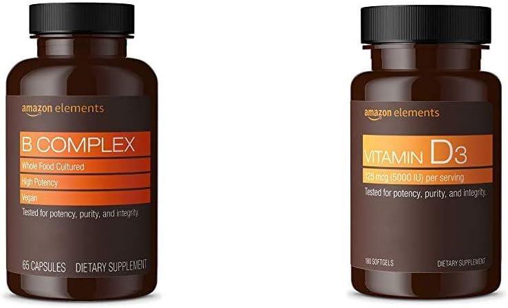 Elementer B Complex (65 kapsler) og elementer vitamin D3 (180 Softgels)
