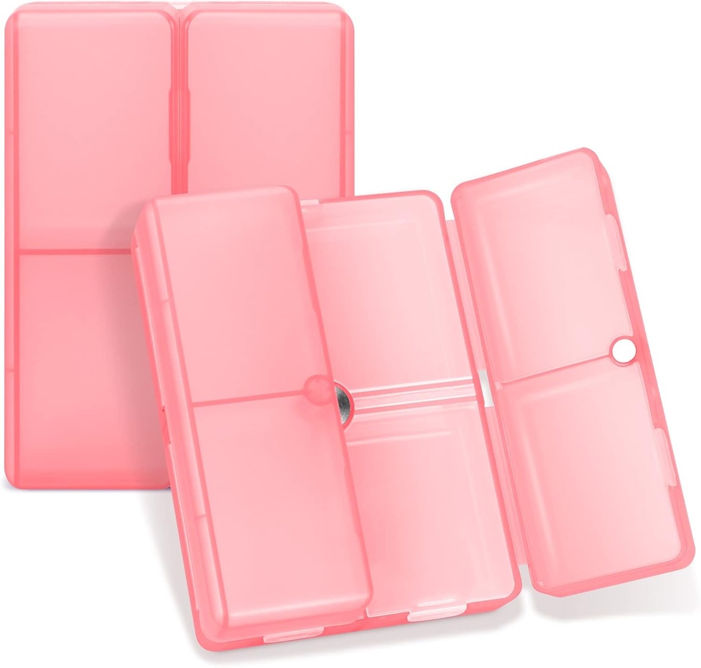 FYY Daily Pill Organizer, 7 Compartments Portable Pill Case Reise Pill Organizer,[Folding Design] Pill Box for Purse Pocket å holde vitaminer, Cod Liver Oil,Supplements og Medisinering-Rød