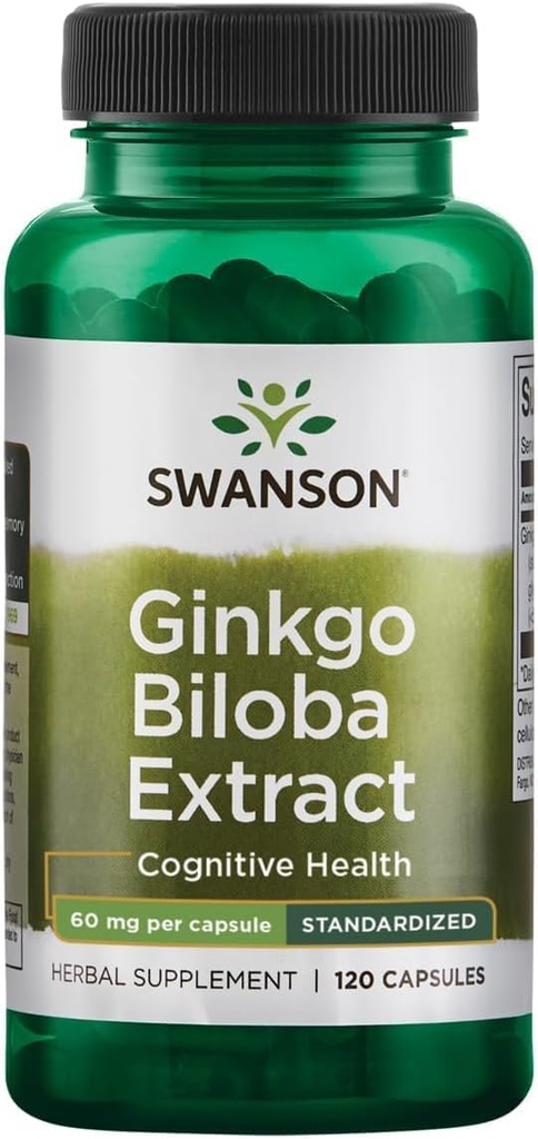 Swanson Ginkgo Biloba ekstrakt 24% 60 Milligrams 120 kapsler