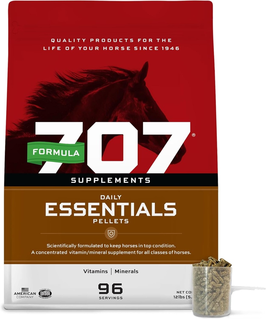 Formel 707 Daily Essentials Equine Supplement, 12 lb Bag - Komplette vitaminer og mineraler for superior helse og tilstand i hester
