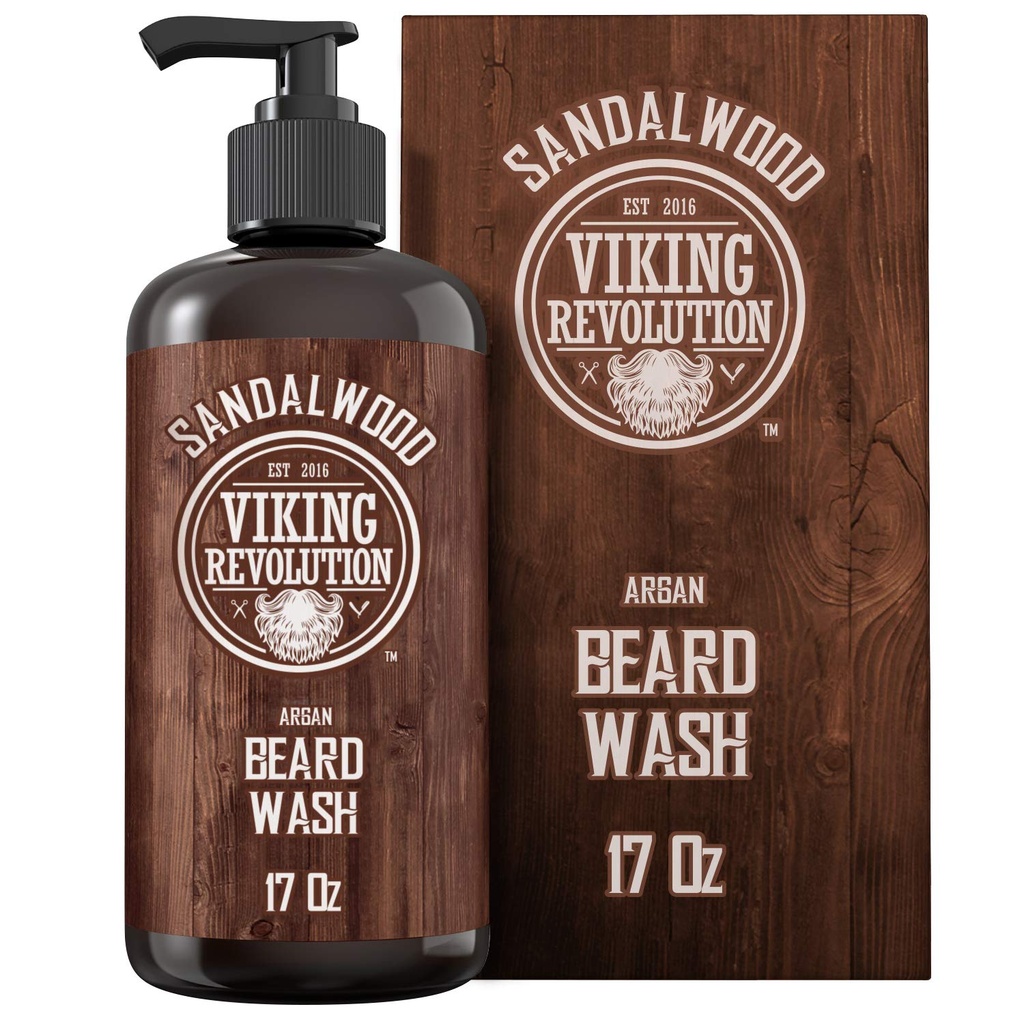 Vikingrevolusjon Beard Vaske Shampoo m/Argan & Jojoba Oljer - Softens & Styrker - Sandalwood Scent - 17 oz Shampoo