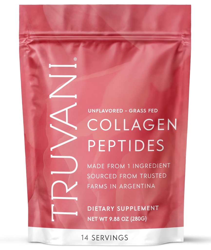 Truvani Hydrolysert Collage Peptider | Unflavored | 14 serveringer | 20g Grass-Fed Collage Protein pulver | fremmer hår, negl, hud og felles helse | Keto | Dairy og glutenfri | kvinner og menn