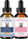 Lysin for katter og tear Stain Remover - Støtter normal visuel funksjon, tear Stain Elimination, kald relief - Katt Respirasjon og øyeinfeksjonsbehandling for rennende nese og vannige øyne