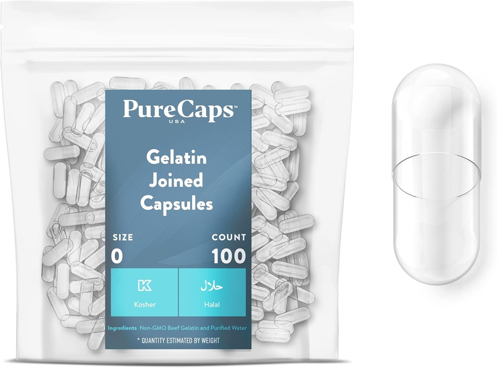 PureCapsUSA - Tom Gelatin Pill Kapsler Størrelse 0 enhver 100 Registrert Pills® Clear® Ikke-GMO Certified® SLS, Gluten, Preservativ Gratis