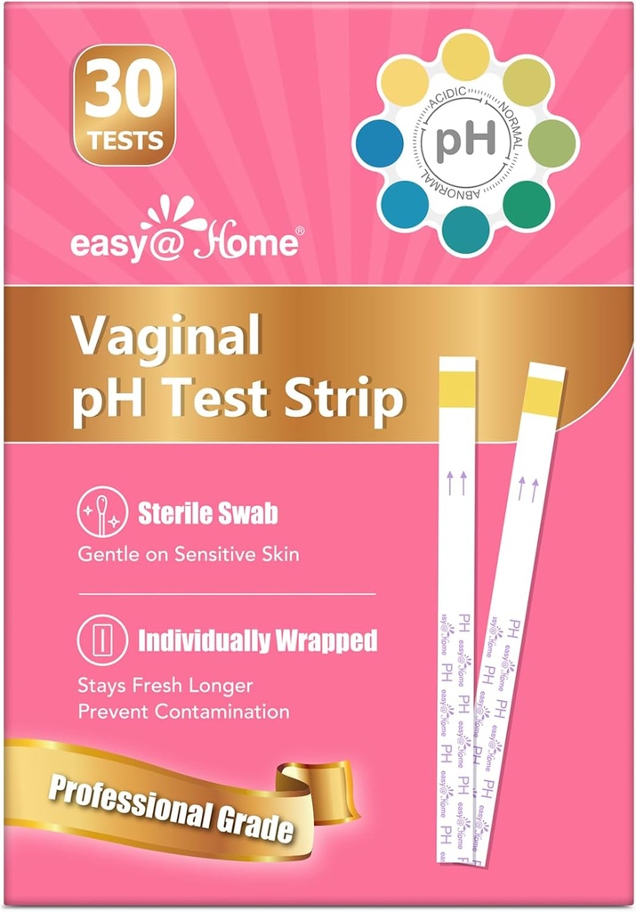 Easy@Home Vaginal pH Test -30 Strips ® BV Testsett hjemme for kvinner ® Yeast Infeksjon Test + pH Balance for kvinner