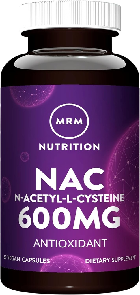 MRM Nutrition N-Acetyl-Cysteine (NAC) 600mg Antixoidant | Resipratory Helse | Lever Helse | Mitokondriell Helse | Vegan + Glutenfri | 60
