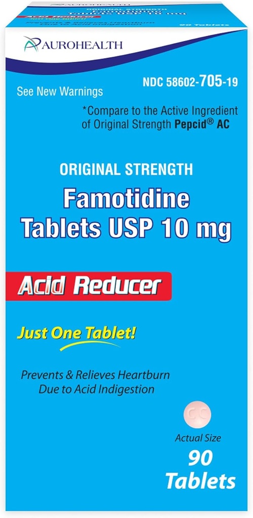 Famotidin 10mg tablett, 90 greve (sammenliknet med Pepcid AC)