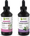 Bedre Sleep Bundle - Maxx Herb Passion Flower Extract + Valerian Root Extract - for avslapning og stress management, alkohol-fri - (1 hver) 4 Oz flaske (60 serveringer)