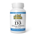Naturlige faktorer, vitamin D3 5000 IU (125 mhg), støtter sterke bein, muskler og immunfunksjon, 360 Softgels