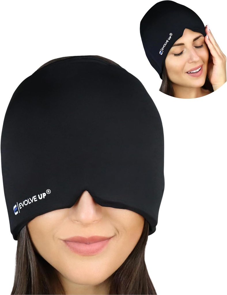 Raskvirkende Migraine Relief Cap - Utformet for Migraine, Sinus Tension Hodepine Relief, Dobbelt lag Gel ismaske, Terapeutisk Migraine Mask - Kald og varm komprimering, En størrelse passer alle