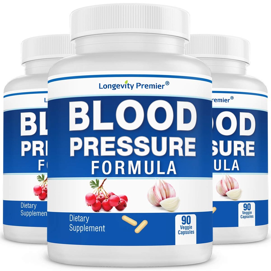 [3-Battle Value Pack] Longevity Blodtrykk Formula - med 12+ naturlige urter. Kosttilskudd