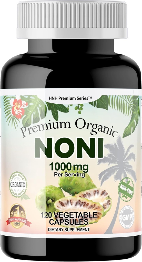 Dr.K&C HNHusa Premium Organic Noni 1000 mg 120 Veggie kapsler kraftig ren antioksidanter støtte immunsystem generelt helse Morinda Citrifolia ekstrakt Vegansk ikke GMO Ingen fyllstoff kosttilskudd