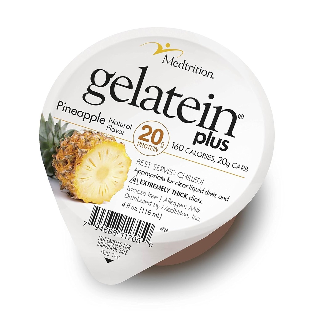 GelaTein Plus Pineapple: 20 gram protein. Ideell for klare flytende dietter, svelgevansker, dialyse og onkologi. Flott pre eller post-workout Snack. (36 Pack) ...