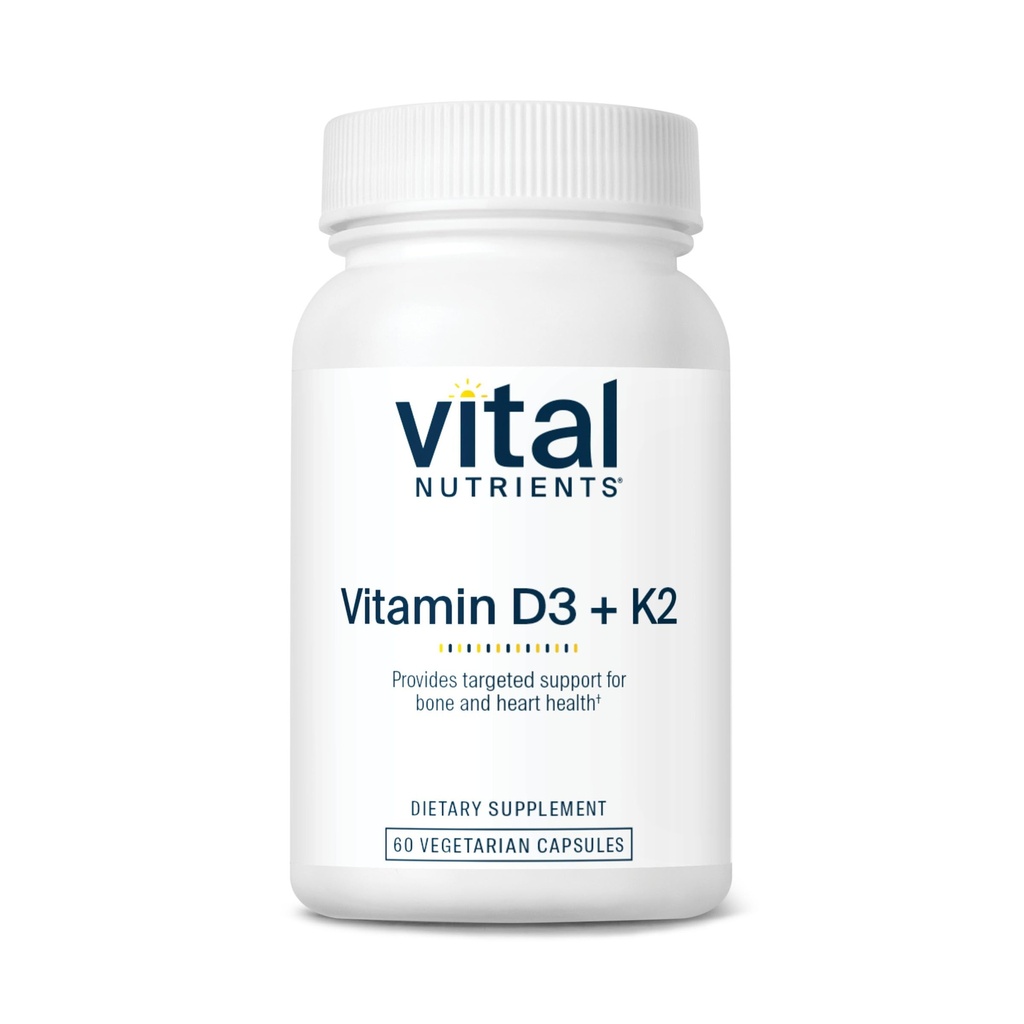 Vitamin Nutriens Vitamin D3 + K2 | 2000 IU  Vitamin Vitamin D3 K2 Supplement | Vitamin D Kompleks for sunn kalsiumnivå, Muskel & Bein Helse | Gluten, Dairy, Soya Gratis | 60 Kapsler