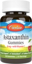 Carlson - Astaxanthin Gummies, med vitamin C, immun støtte, antioksidant, hjertehelse, ikke-GMO, Cherry Flavor, 46 vegetariske gummies