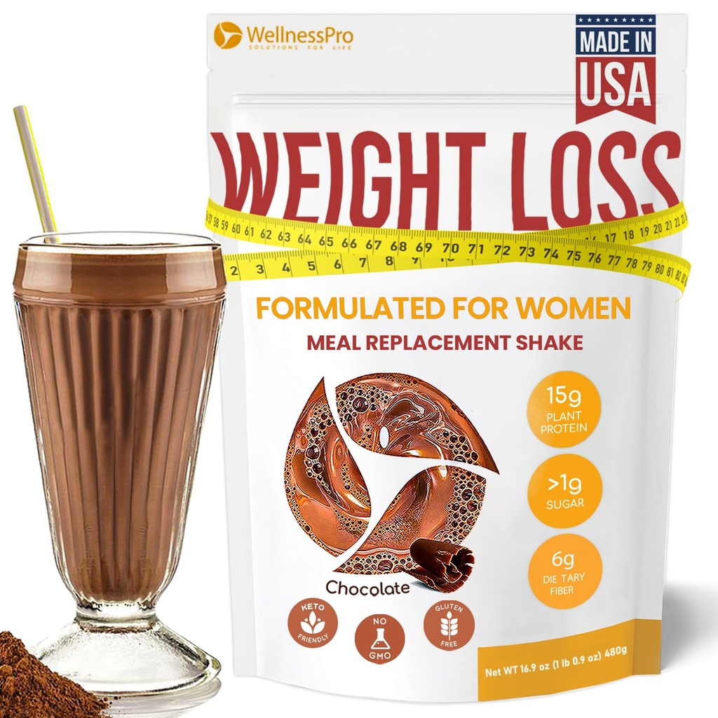 Måltid Erstatning Shake for kvinner med sjokoladeflavor, ketovennlig, Kosher Proteinpulver, Pre & Probiotika for lett dialyse, Ingen sucralose inkludert, 16,9 Oz