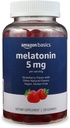 Grunnleggende Melatonin, søvnstøtte Gummier, Jordbær Flavor, 5 mg, 120 greve (tidligere Solimo)