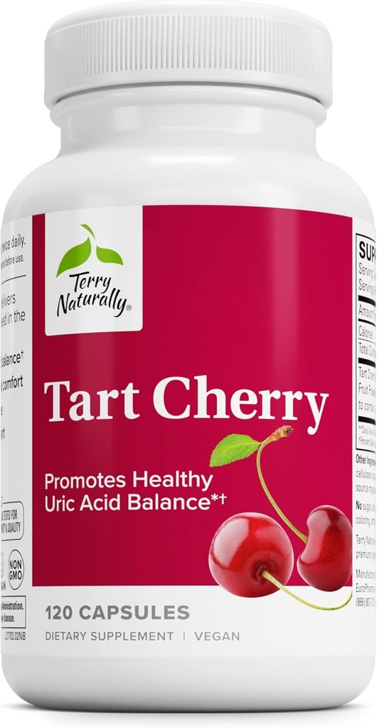 Terry naturlig Tart Cherry - Antioksidant Supplement for å støtte sunn uric syre balanse & felles helse - ernæringsmessig supplement - kosttilskudd til å hjelpe utvinning etter øvelse - 120 kapsler