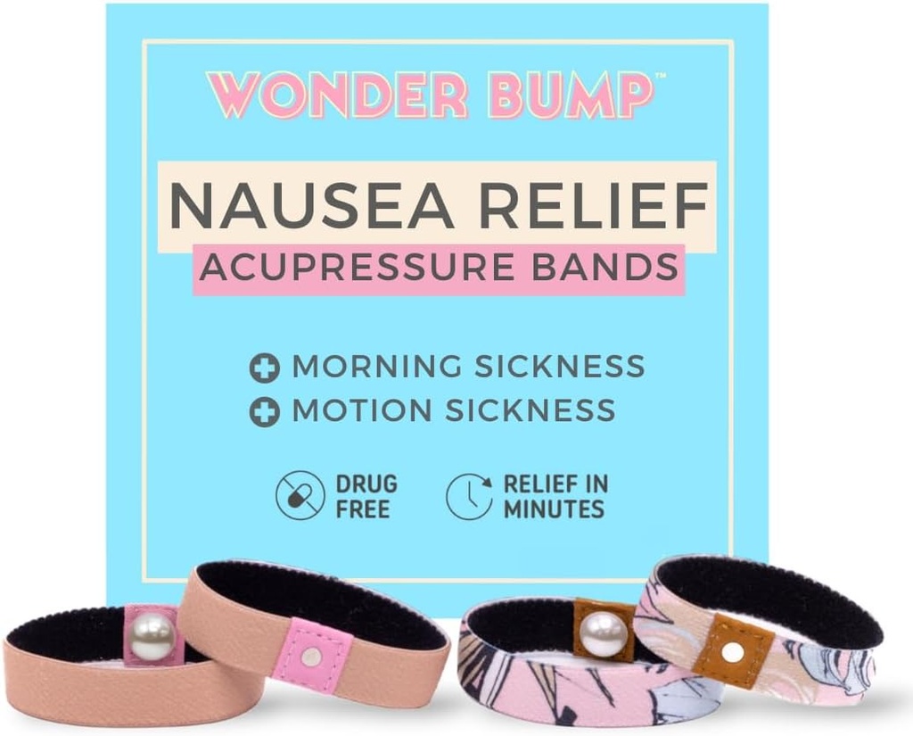 Morgensykhet Relief Wristbands Acupressure Antiødem Bands for Graviditetssykhet Relief, Første Trimester Graviditet Essentials (2 sett) (medium)