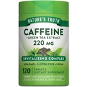 Naturens sannhet koffeinpiller | 220 mg | 120 greve | Med grønn te ekstrakt | Vegansk, ikke-GMO & Glutenfri Supplement