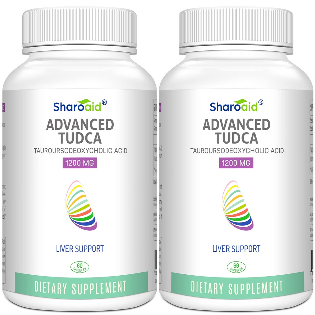 TUDCA Liver støtte Supplements 1200 mg-tredepart tested-Bile Salts for Liver Detox Cleanse-High Styrke Formula-Vegan Kapsler for Liver,Gallbladder,Kidney Helse, 2 flaske-120 Kapsler