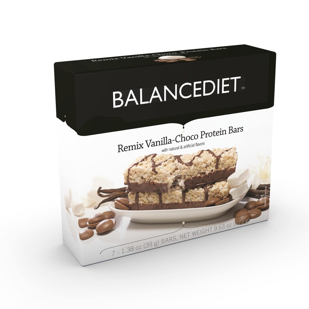 BalanceDietTM | Protein Bar | 15g protein | Lav karbohydrat | 7 Bar Box (Remix Vanilla sjokolade)