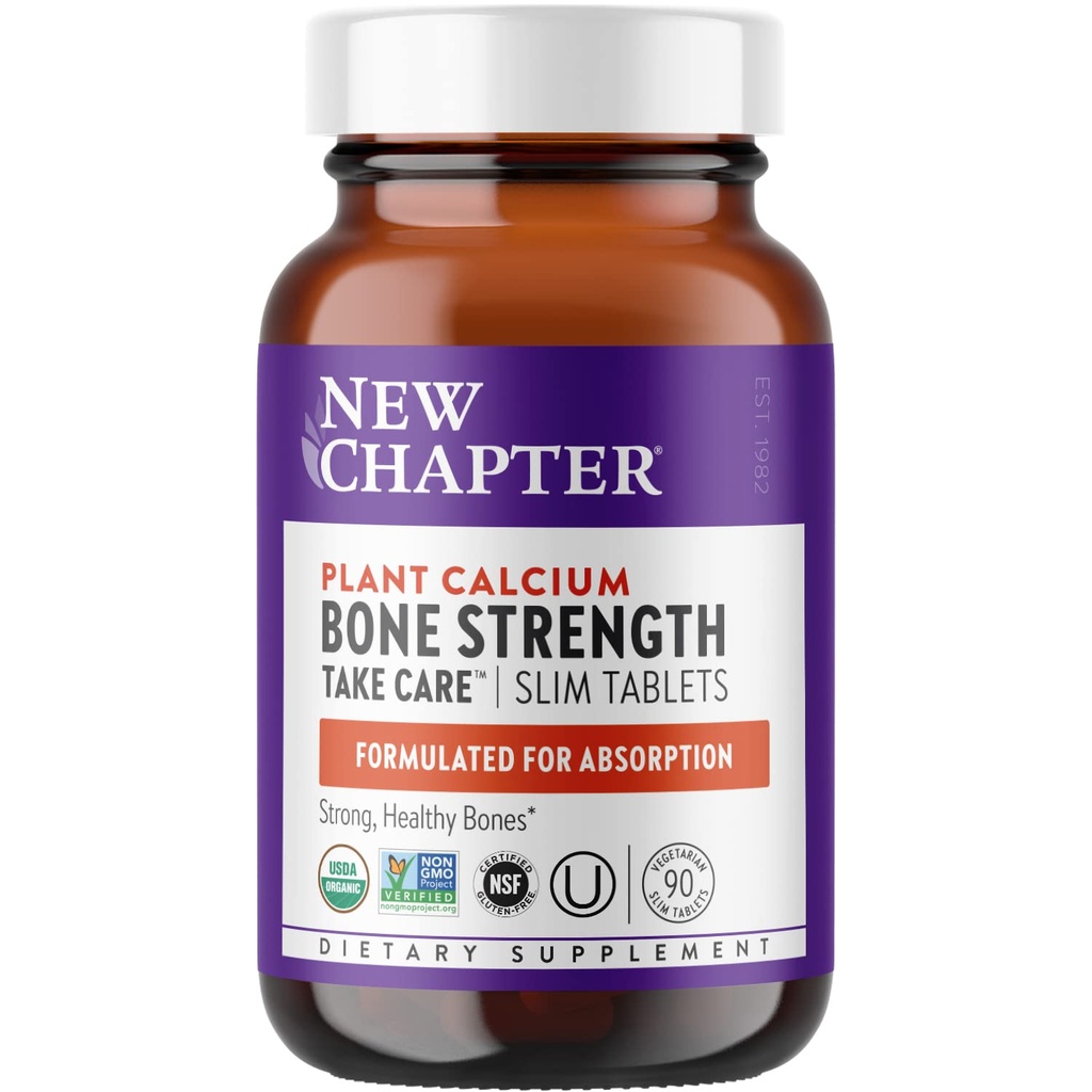 Nytt kapittel Kalsium Supplement - Bone Styrke Hel mat Kalsium med vitamin K2 + D3 + Magnesium, vegetarisk, Glutenfri 90 Count (1 måneds forsyning)