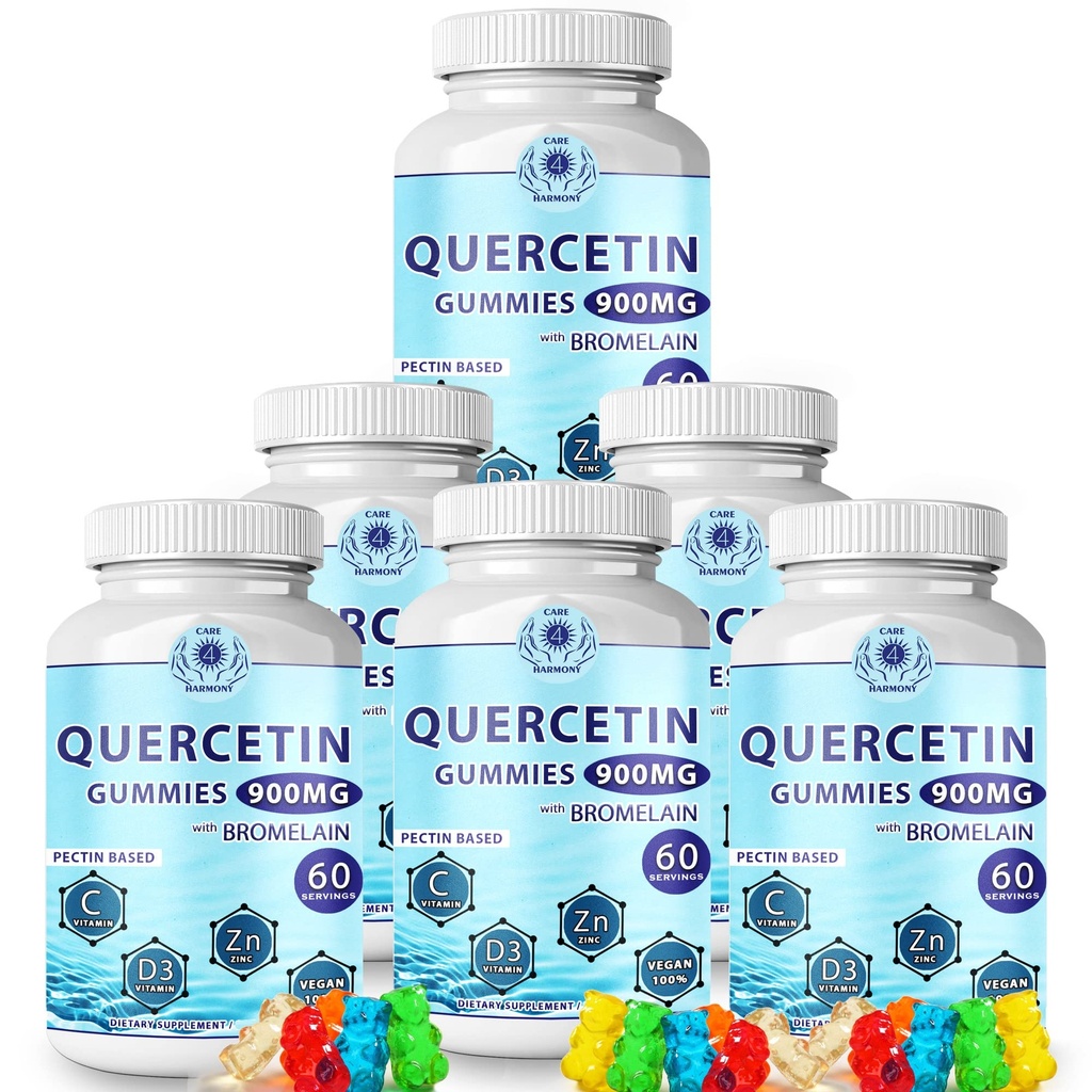 Quercetin Gummies - Quercetin med Bromelain Vitamin C + Zink vitamin D3 - Chewable Quercetin 900mg Kosttilskudd - Quercetin for barn og voksne (6)