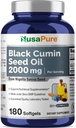 NusaPure Black Seed Oil 2000mg per servering - 180 Softgel Caps (Non-GMO, Glutenfri) Kaldpresset Nigella Sativa