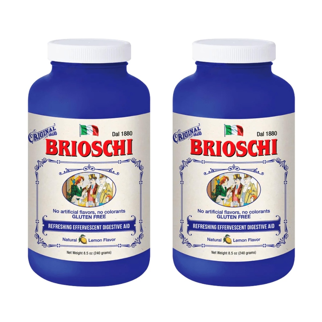Brioschi Italiensk Lemon Flavored Effervescent Heartburn, Upset Mage, Acid Indigestion, 8,5 oz flaske (Pack of 2)