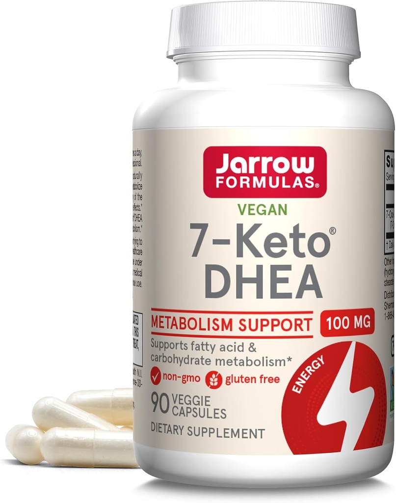 Jarrow Formler 7-Keto DHEA 100 mg - Opptil 90 Serveringer (Veggie Caps) Diett Supplement - Carbohydrat Metabolism Support - Ikke-GMO - Glutenfri - Vegan