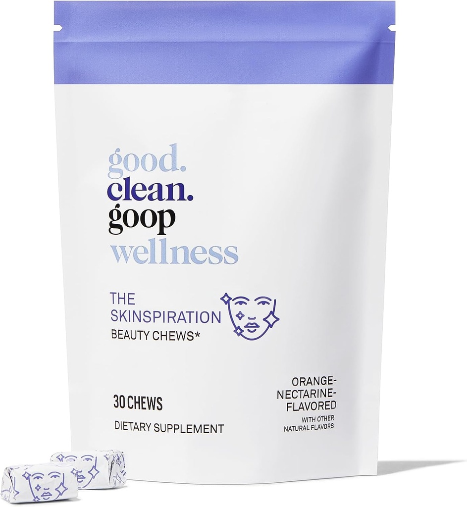 good.clean.goop velvære Skinspirasjon Skjønnhet Chews | Diett Supplement for glødende hud | Vitamin E & Niacin | Orange Nectarine Flavored | Forbedrer hudpleie rutine | Pakke med 30 Chews | Vegan