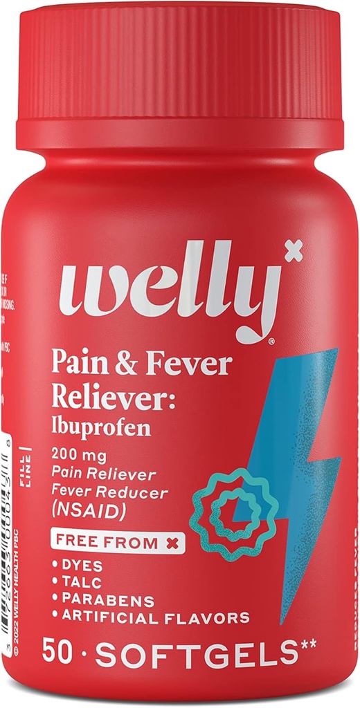 Welly Remedies ® OTC Smerte & Fever Relief: Ibuprofen ® Smertelindring / Fever Reduser Medisin med Proven Aktive ingredienser