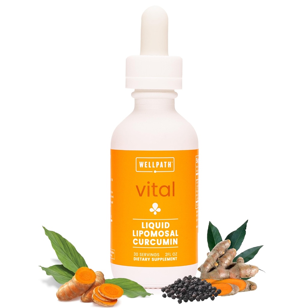 WellPath Liposomal Curcumin Supplement | flytende gurkemeie dråper med svart pepper ekstrakt | Forbedret absorpsjon | Non-GMO, Vegan, 2 oz