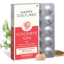 Happy Cultures Goodbye Gass, Chewable Gass Relief Capsules for Digestive Helse, Bloating og Indigestion med simetikon 50 mg - 30 Chewables