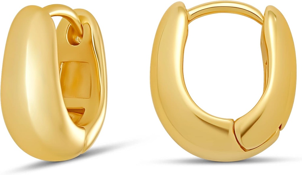 Essentials 14K Gull eller Sterling sølv belagt teardrop Huggie Hoop 12mm