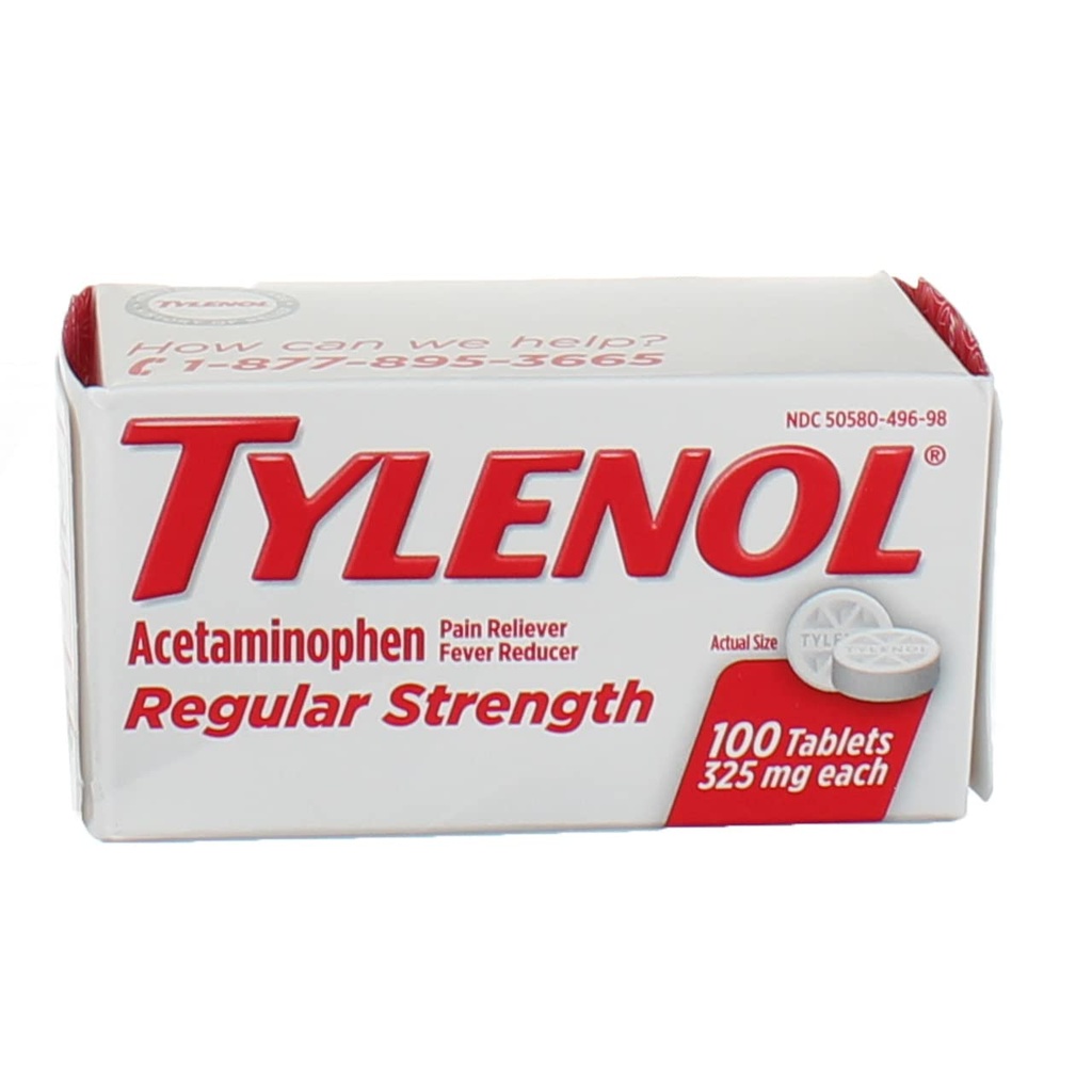 Tylenol Reg Strngth 100'S Størrelse 100ct Tylenol 325 mg Regelmessig styrke smerte