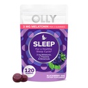 Olly Sleep Gummy, 3 mg Melatonin, L-Theanine, Kamille og sitron Balm ekstrakter, BlackBerry Flavor, 60 dagers forsyning - 120 greve