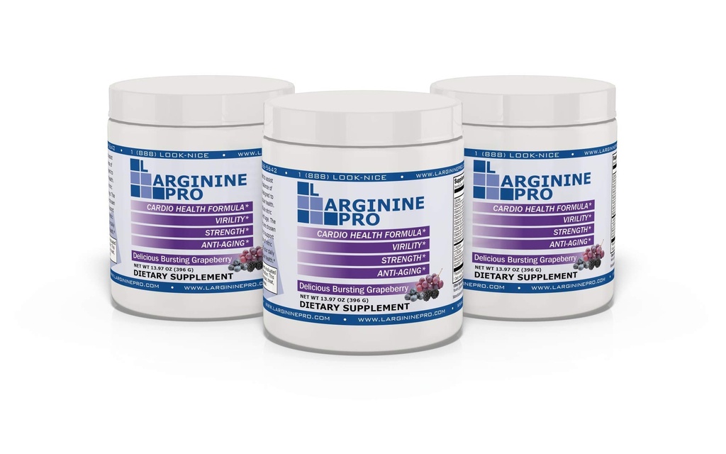 L-ARGININE PRO | 5,500mg L-Arginine Plus L-Citrullin 1,100mg Grape pulver drikk blandingstilskudd for økt nitric oksidproduksjon
