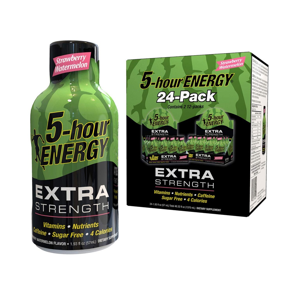 Nill 5-Hour energi Shot, Extra styrke, Jordbær vannmelon (1,93 oz, 24 pk.)