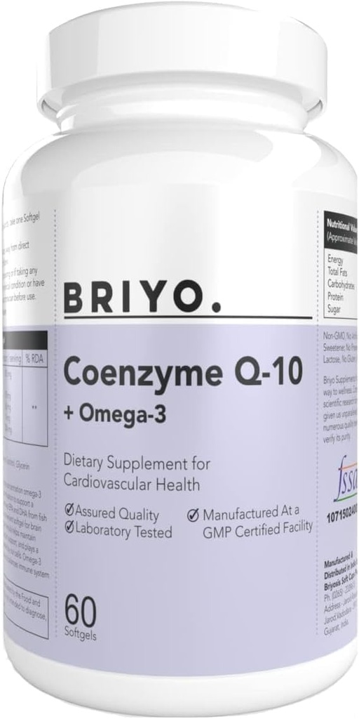 CoenzymeQ10 + Omega 3-150 mg Omega 3 + 100 mg Omega 3 med Lycopen og Selen for hjertehelse, cellulær energi, antioksidant støtte