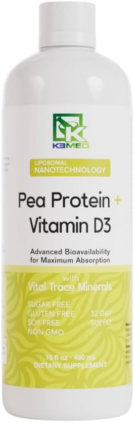 Nanoernæring Pea Protein + vitamin D3 | Liposomal Nanoteknologi | 100% naturlige ingredienser | 16 fl. Oz. | 32 Serveringer