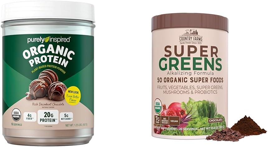 Rent inspirerte organisk proteinpulver og landbruk Super Greens Drink Blande Bundle (16+20 Serveringer)