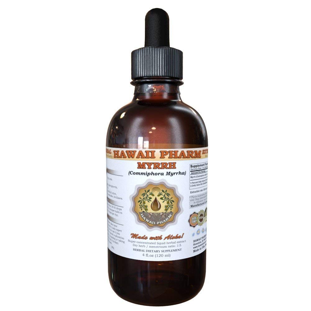 Hawaii Pharm Myrh flytende ekstrakt, organisk myrra (Commiphora myrra) Tinkture Herbal Supplement, laget i USA, 4 fl.oz