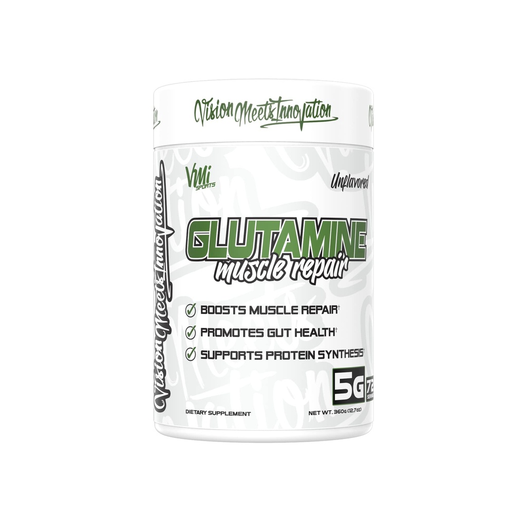 VMI Sports Glutamin Muskel Repair pulver ren L-Glutamine | Muskel Repair & Recovery – Gut helse – Proteinsyntese | 5g per servering – 72 Serveringer