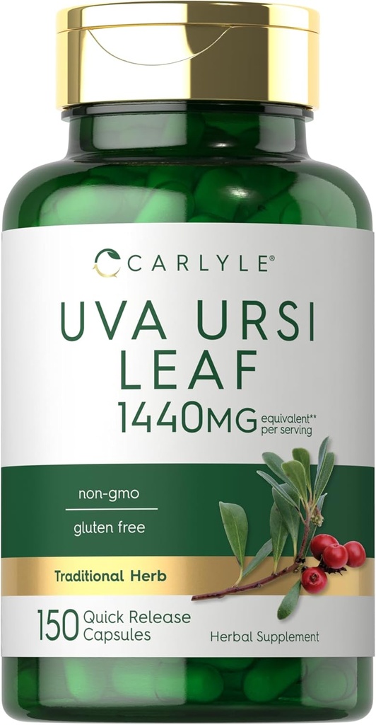 Carlyle Uva Ursi kapsler | 1440mg | 150 greve | Herbal Leaf ekstrakt | Ikke-GMO | Glutenfri Supplement